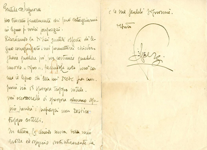 7. Lettera di Sergio Burzi a Emilia Giordani Ferrari (Fondo Ferrari)