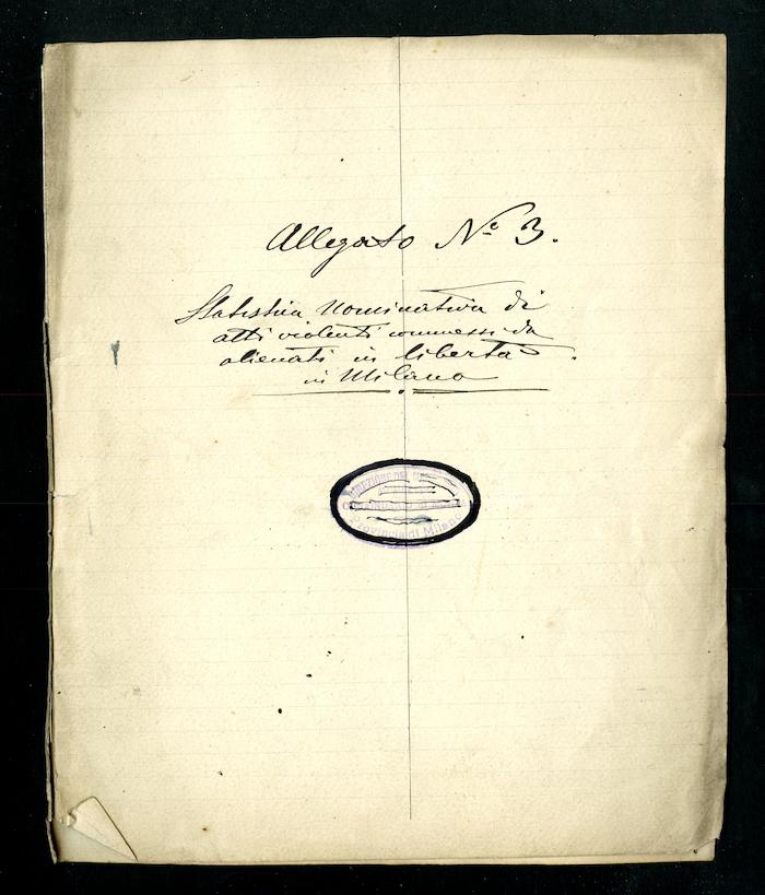 “Statistica nominativa di atti violenti commessi da alienati in libertà in Milano” (Archivio Antonini)