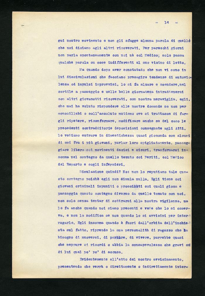 Perizia psichiatrica effettuata su Renzo Pettine da Giuseppe Antonini (Archivio Antonini, b. 7, fasc. 5)