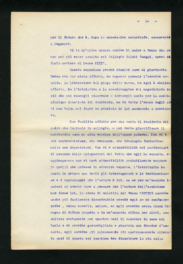 Perizia psichiatrica effettuata su Renzo Pettine da Giuseppe Antonini (Archivio Antonini, b. 7, fasc. 5)