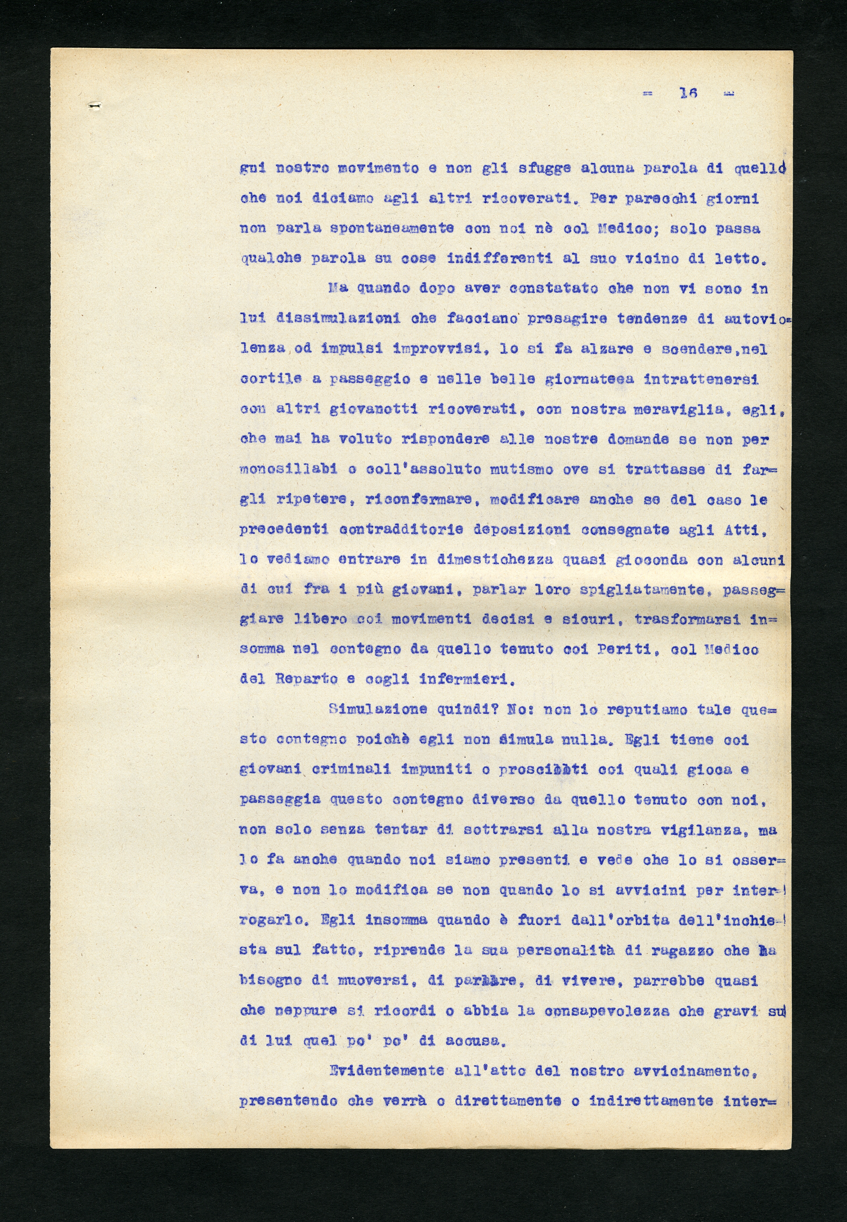 Perizia psichiatrica effettuata su Renzo Pettine da Giuseppe Antonini (Archivio Antonini, b. 7, fasc. 5)
