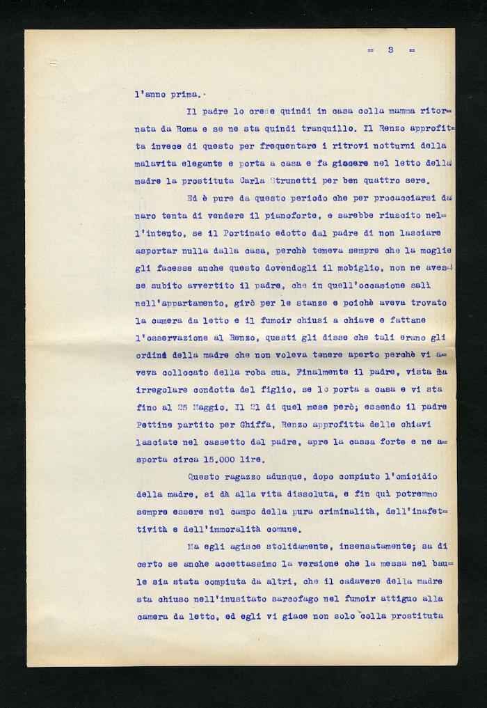 Perizia psichiatrica effettuata su Renzo Pettine da Giuseppe Antonini (Archivio Antonini, b. 7, fasc. 5)