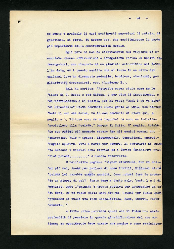 Perizia psichiatrica effettuata su Renzo Pettine da Giuseppe Antonini (Archivio Antonini, b. 7, fasc. 5)