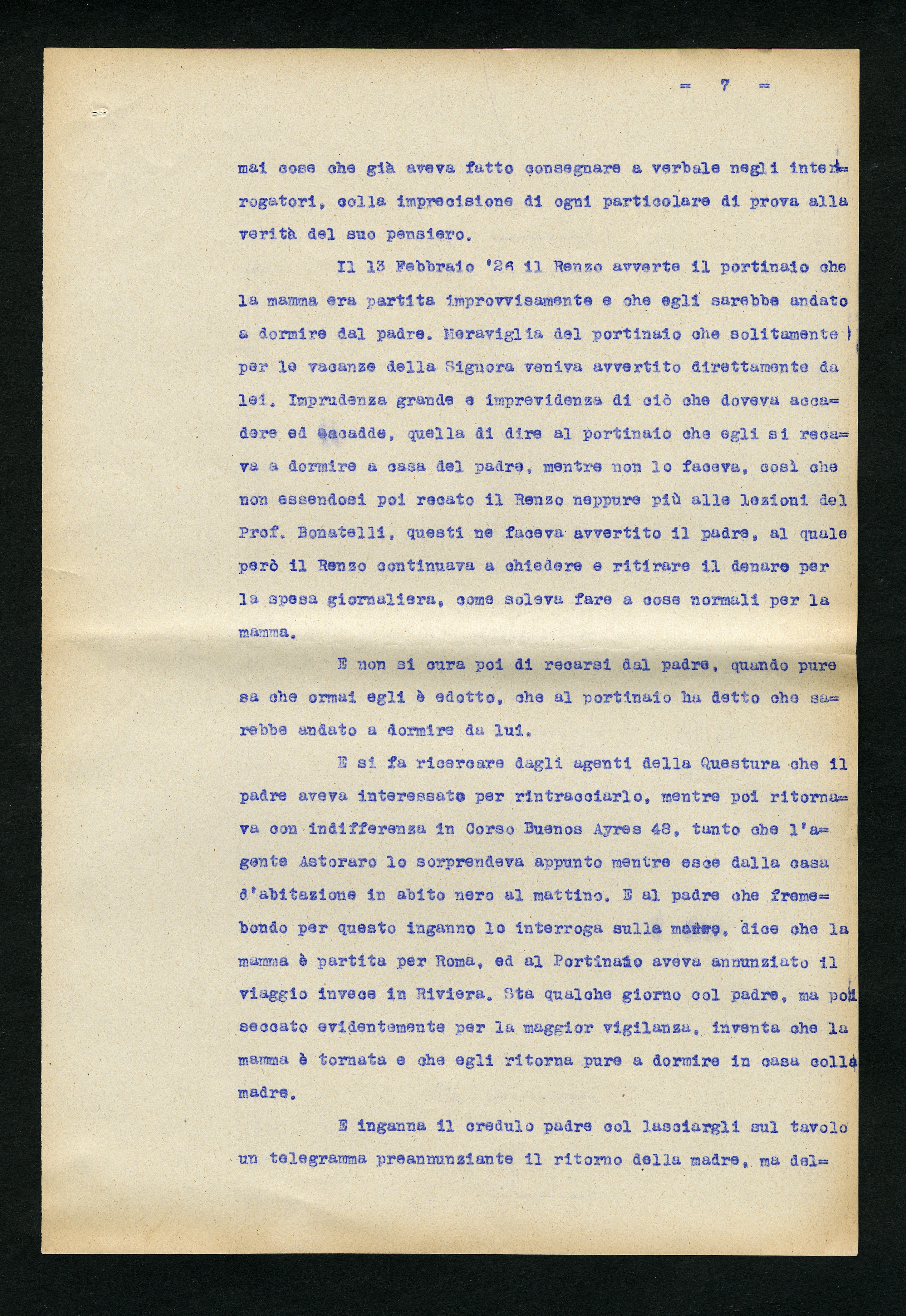 Perizia psichiatrica effettuata su Renzo Pettine da Giuseppe Antonini (Archivio Antonini, b. 7, fasc. 5)