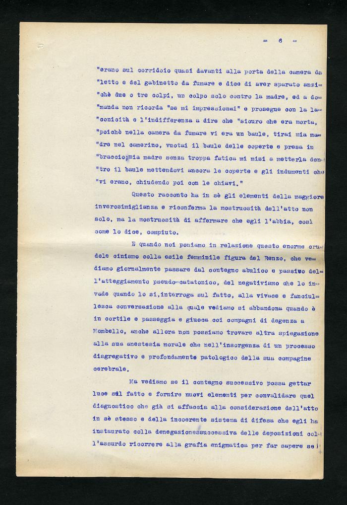 Perizia psichiatrica effettuata su Renzo Pettine da Giuseppe Antonini (Archivio Antonini, b. 7, fasc. 5)