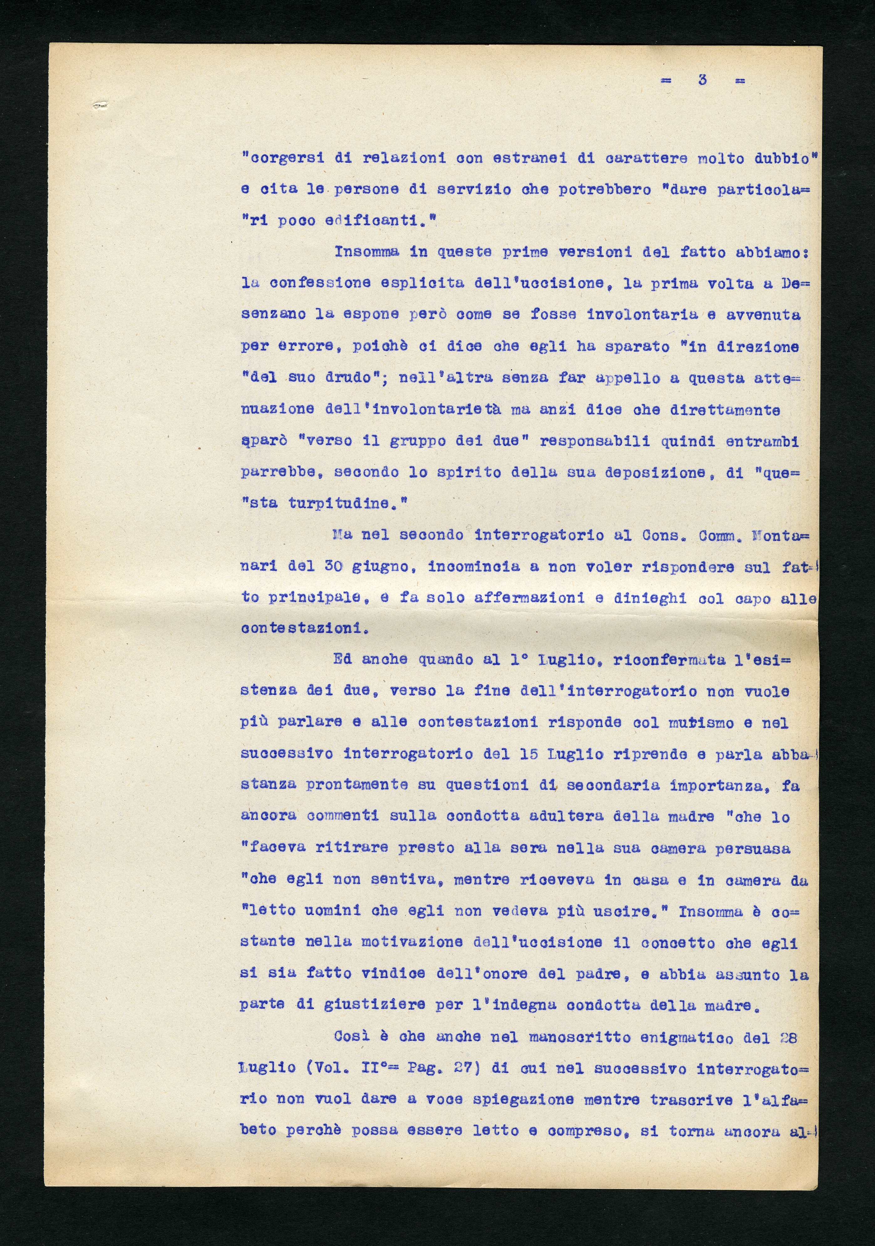 Perizia psichiatrica effettuata su Renzo Pettine da Giuseppe Antonini (Archivio Antonini, b. 7, fasc. 5)