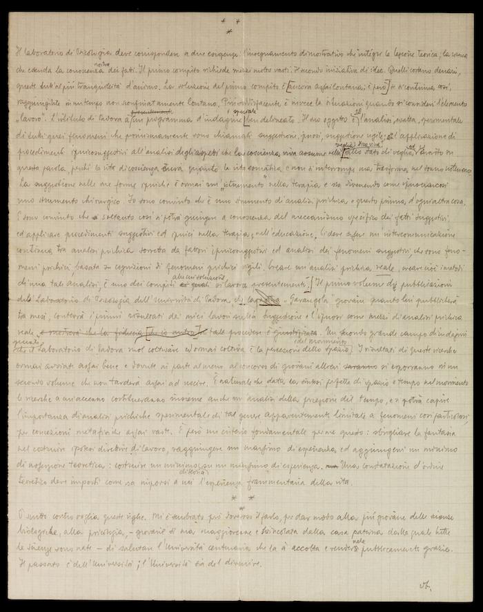Manoscritto di Vittorio Benussi, "La più giovane scienza dello studio di Padova”, p. 4