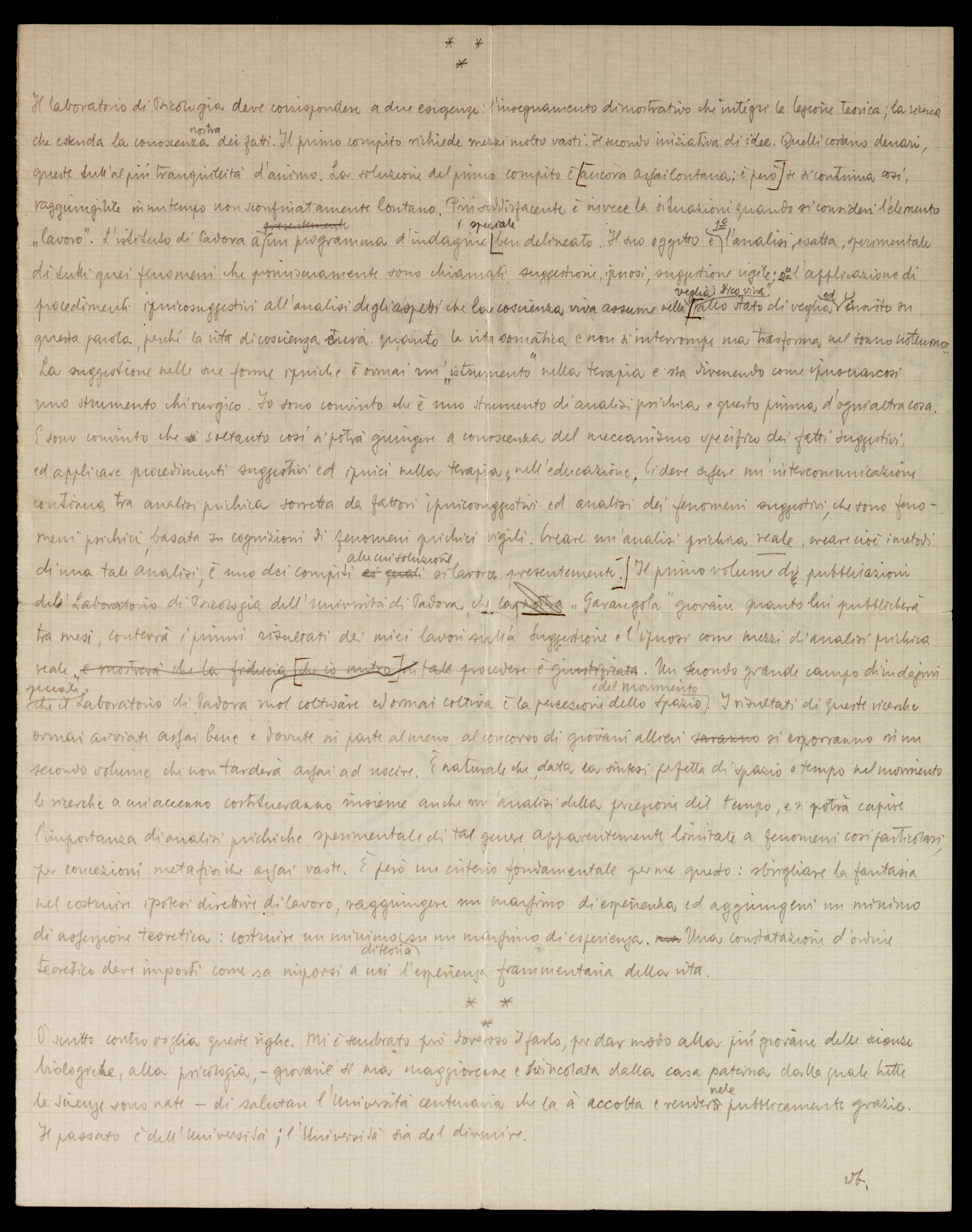 Manoscritto di Vittorio Benussi, "La più giovane scienza dello studio di Padova”, p. 4