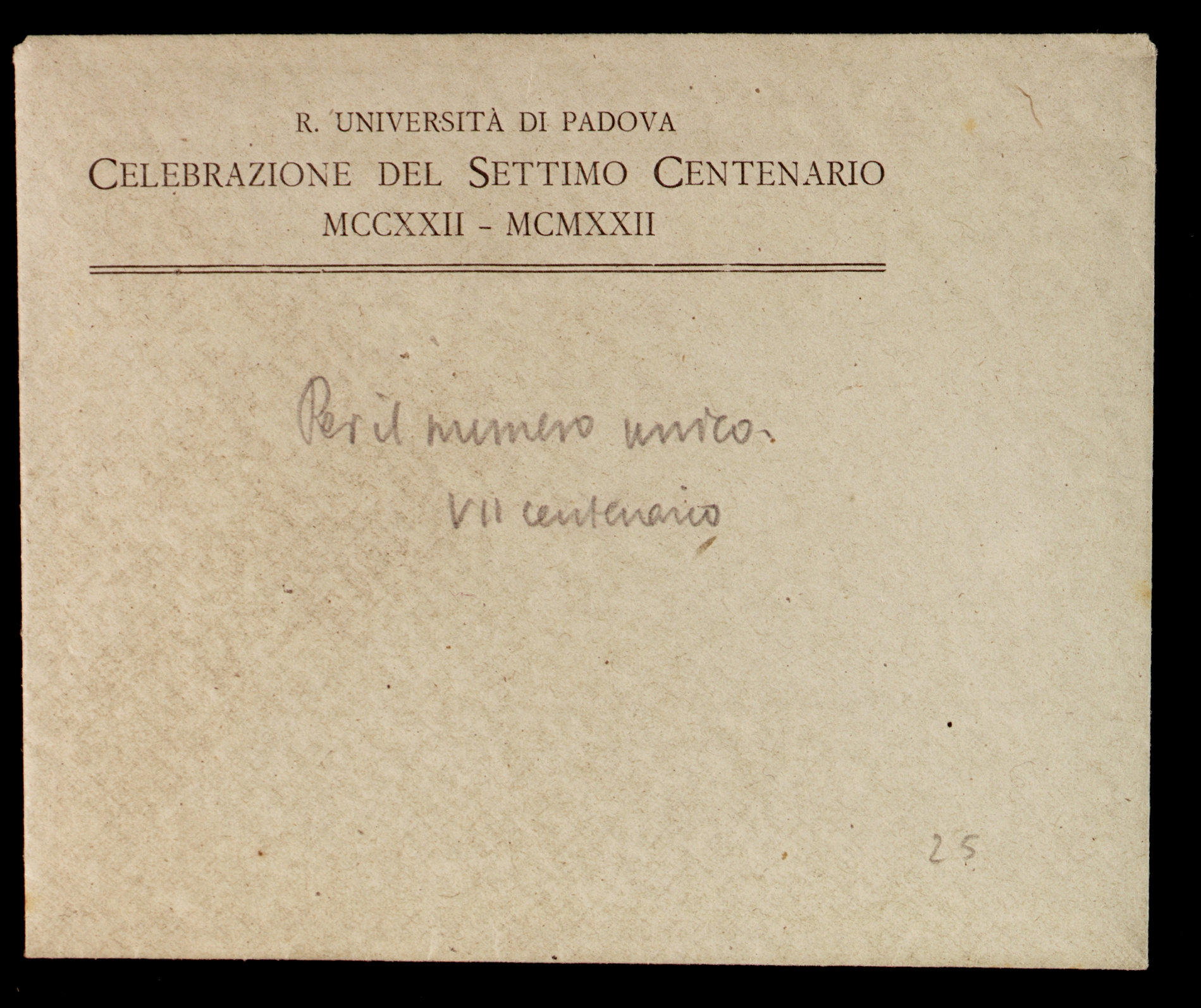 Manoscritto di Vittorio Benussi, "La più giovane scienza dello studio di Padova”, p. 1