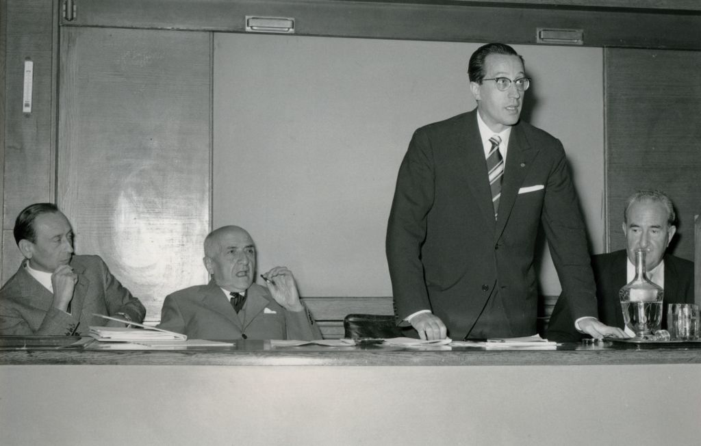 Cazzullo con Reda, Riquier e Ferraro al Corso di Psicosomatica nel 1961 (Collezione privata)