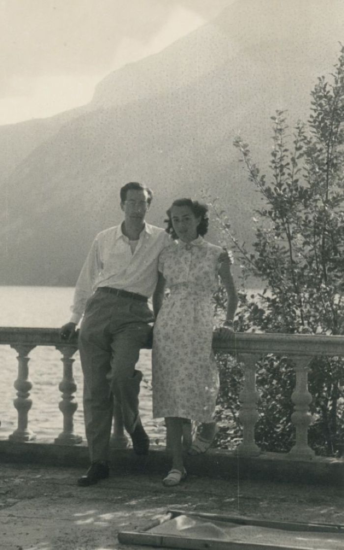Carlo Lorenzo Cazzullo con la prima moglie Luciana Masserini nel 1952 (Collezione privata)