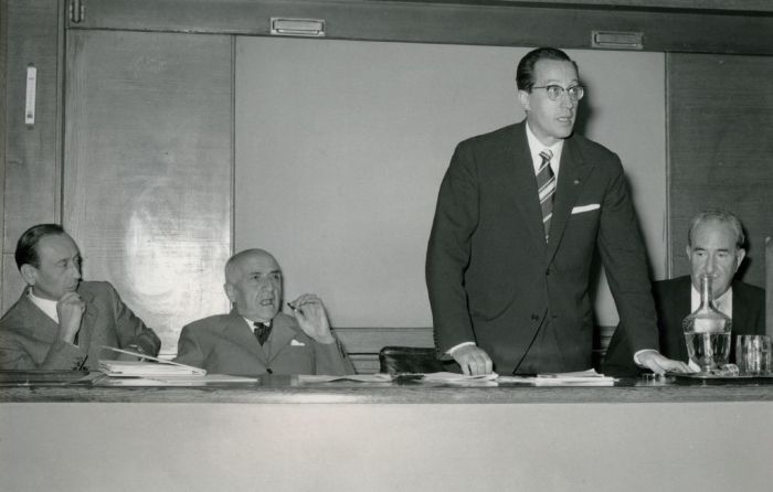 Cazzullo con Reda, Riquier e Ferraro al Corso di Psicosomatica nel 1961 (Collezione privata)