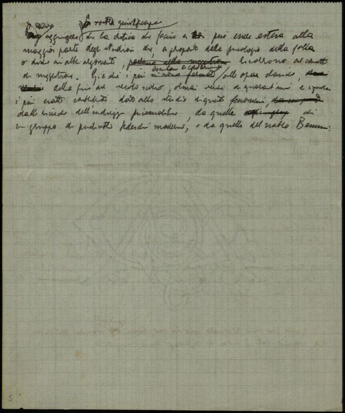 Minuta della lettera di Cesare Musatti a "Caro Dottore", ca. 1946 - 1951 (Aspi, Fondo Musatti, Carteggio)