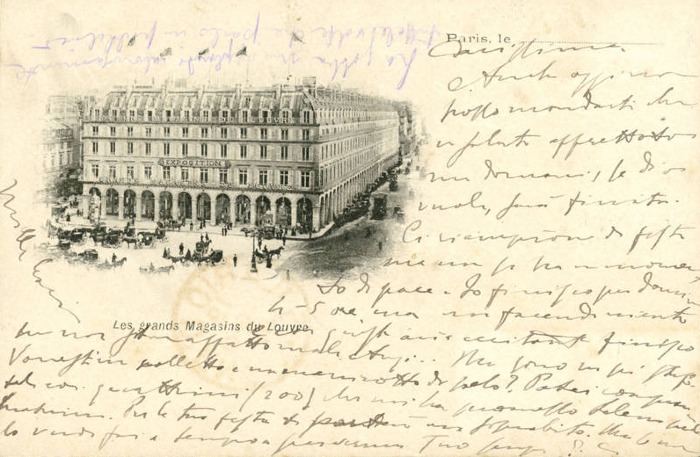 Cartolina di Giulio Cesare Ferrari a Emilia Giordani, Parigi, 25/08/1900 (Aspi, Fondo Ferrari, verso)
