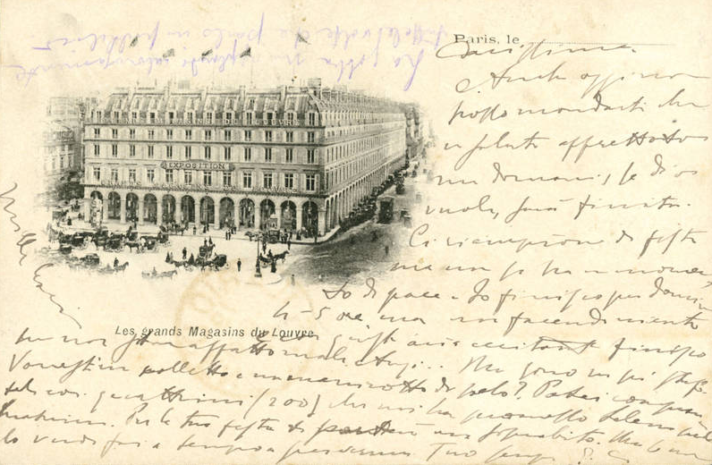 Cartolina di Giulio Cesare Ferrari a Emilia Giordani, Parigi, 25/08/1900 (Aspi, Fondo Ferrari, verso)