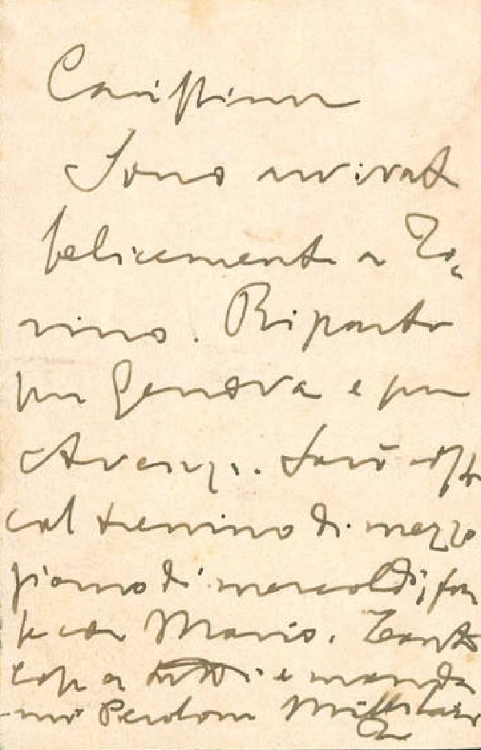 Cartolina di Giulio Cesare Ferrari a Emilia Giordani, Torino, 02/09/1900 (Aspi, Fondo Ferrari, verso)